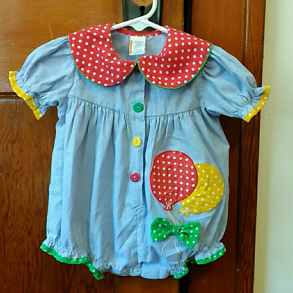A red yellow green bubble romper no brand